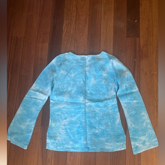 Juicy Couture Blue Linen Tie Dye Bell
Sleeve Blouse sz S Excellent Conditon - Picture 6 of 7